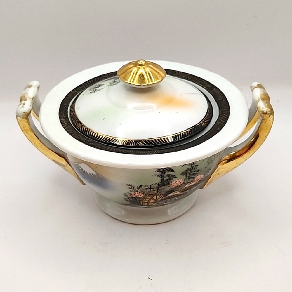 Vintage Japanese Hand Painted China Sugar Bowl